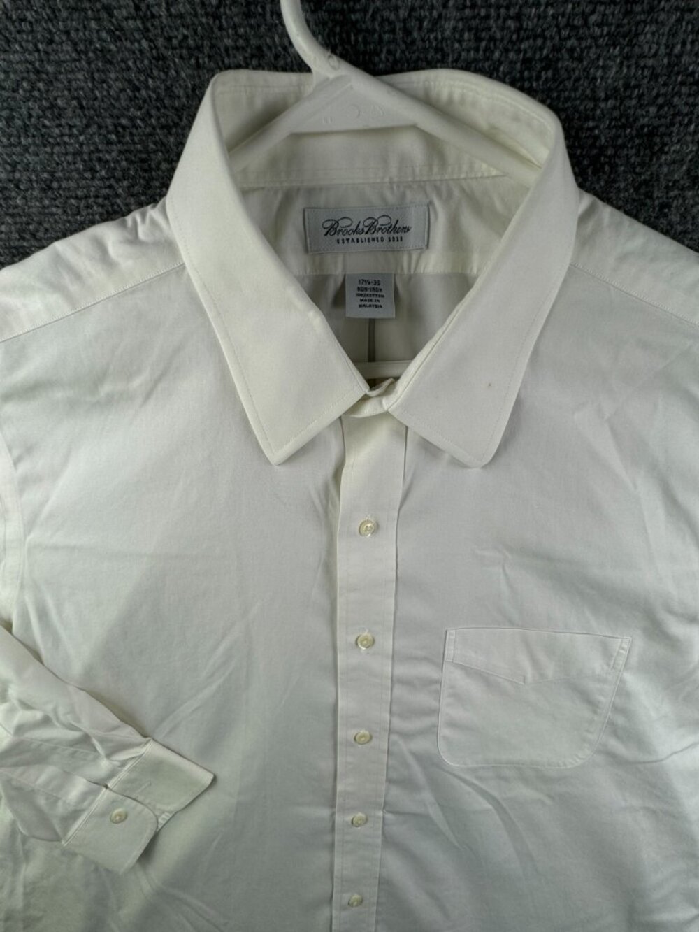 Brooks Brothers Long Sleeve White Button Up Shirt Men Cotton 17.5 35 Woven Point